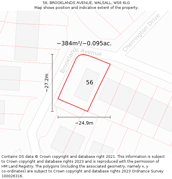 56, BROOKLANDS AVENUE, WALSALL, WS6 6LG: Plot and title map