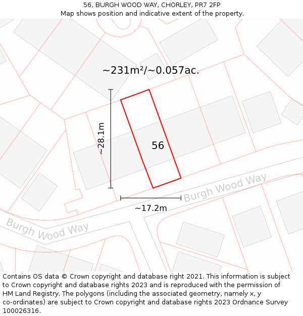 56, BURGH WOOD WAY, CHORLEY, PR7 2FP: Plot and title map