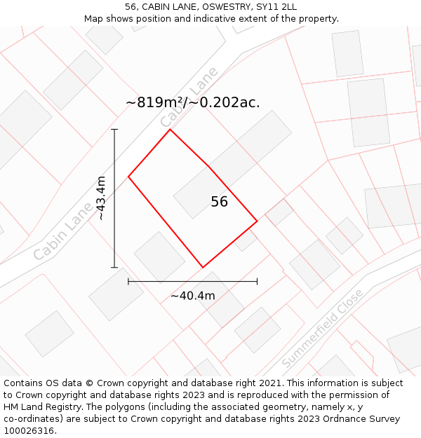 56, CABIN LANE, OSWESTRY, SY11 2LL: Plot and title map