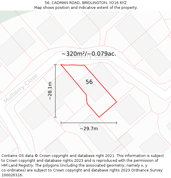 56, CADMAN ROAD, BRIDLINGTON, YO16 6YZ: Plot and title map