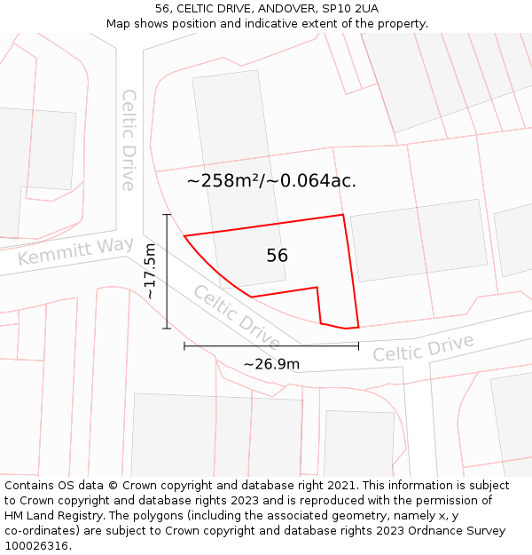 56, CELTIC DRIVE, ANDOVER, SP10 2UA: Plot and title map