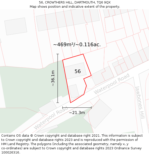 56, CROWTHERS HILL, DARTMOUTH, TQ6 9QX: Plot and title map