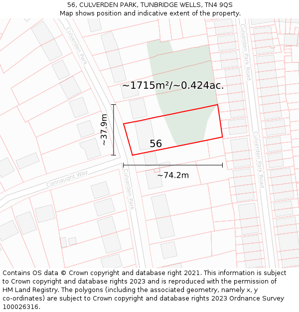 56, CULVERDEN PARK, TUNBRIDGE WELLS, TN4 9QS: Plot and title map