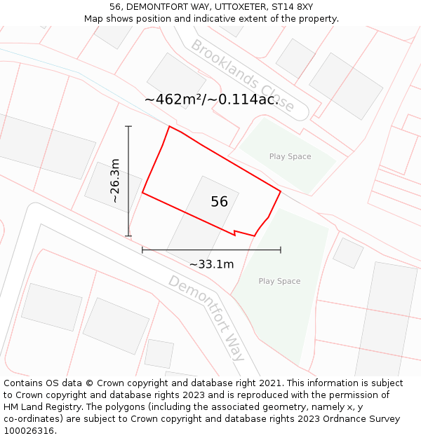 56, DEMONTFORT WAY, UTTOXETER, ST14 8XY: Plot and title map