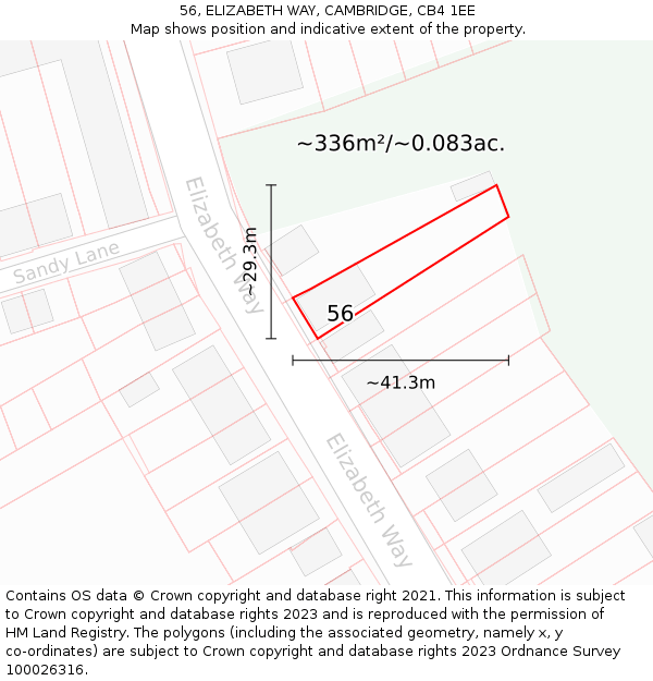 56, ELIZABETH WAY, CAMBRIDGE, CB4 1EE: Plot and title map