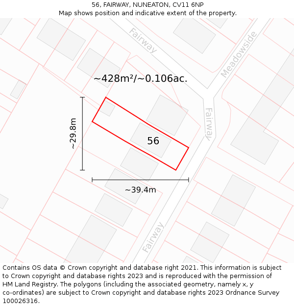 56, FAIRWAY, NUNEATON, CV11 6NP: Plot and title map