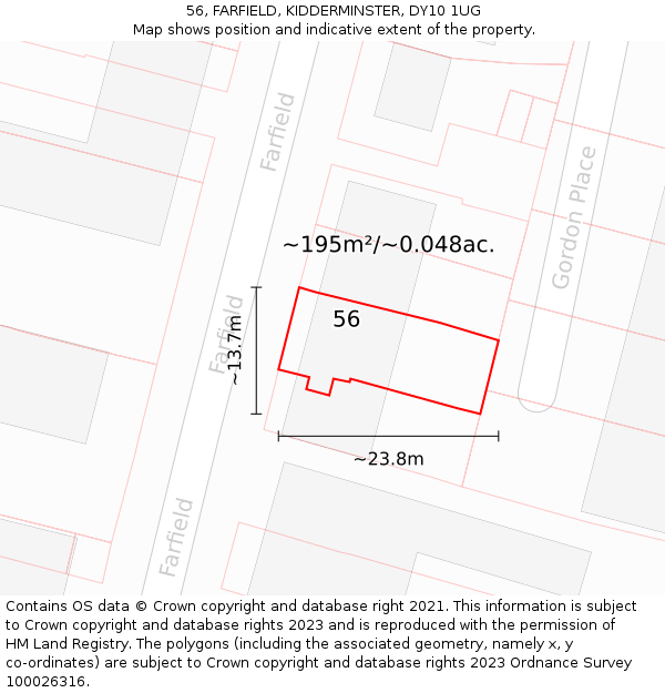 56, FARFIELD, KIDDERMINSTER, DY10 1UG: Plot and title map