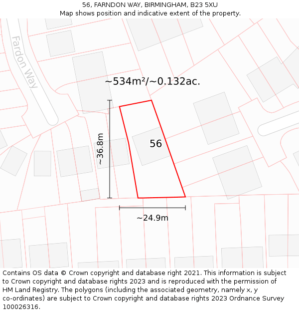 56, FARNDON WAY, BIRMINGHAM, B23 5XU: Plot and title map