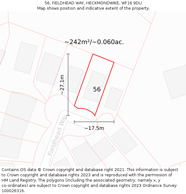 56, FIELDHEAD WAY, HECKMONDWIKE, WF16 9DU: Plot and title map