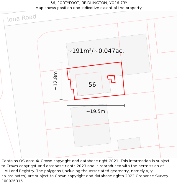 56, FORTYFOOT, BRIDLINGTON, YO16 7RY: Plot and title map