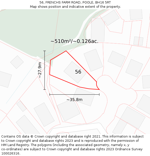 56, FRENCHS FARM ROAD, POOLE, BH16 5RT: Plot and title map