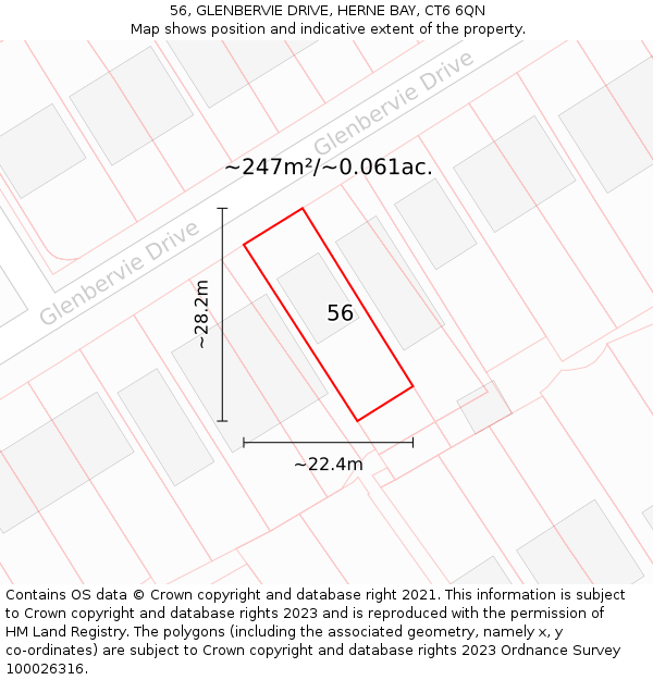 56, GLENBERVIE DRIVE, HERNE BAY, CT6 6QN: Plot and title map