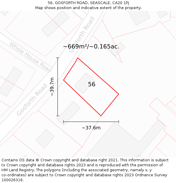 56, GOSFORTH ROAD, SEASCALE, CA20 1PJ: Plot and title map