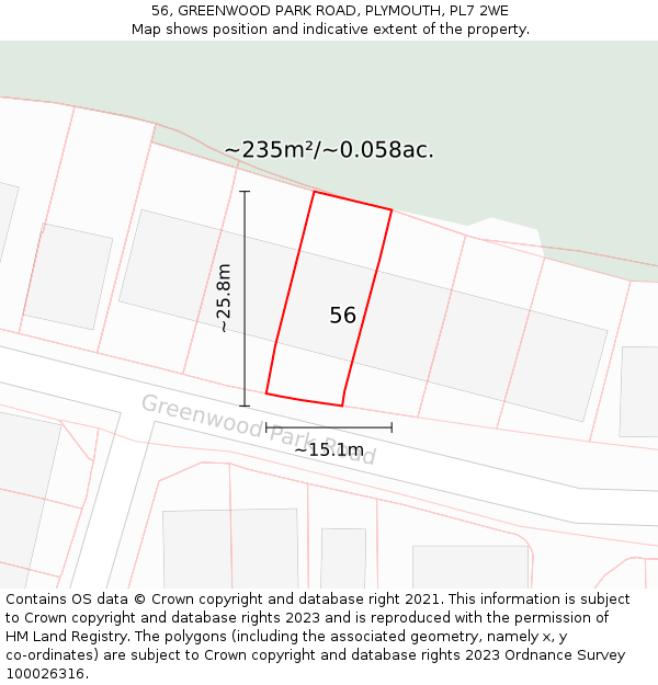 56, GREENWOOD PARK ROAD, PLYMOUTH, PL7 2WE: Plot and title map