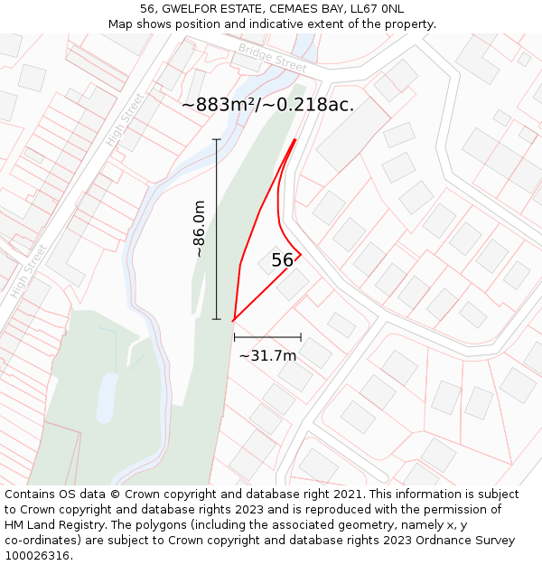 56, GWELFOR ESTATE, CEMAES BAY, LL67 0NL: Plot and title map