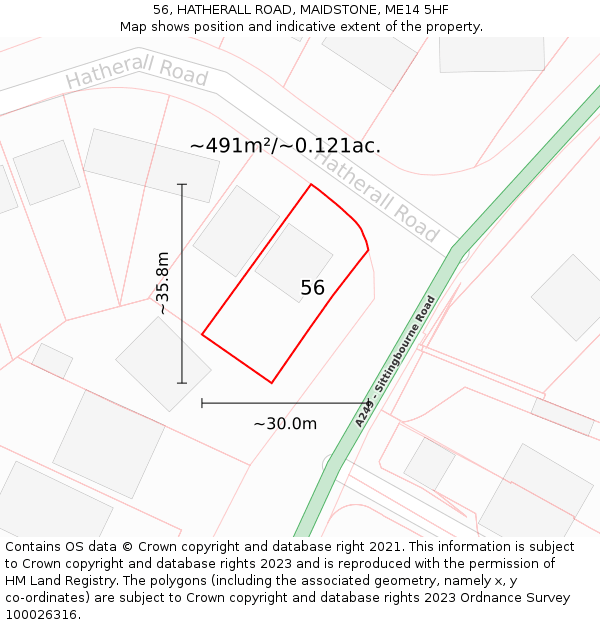 56, HATHERALL ROAD, MAIDSTONE, ME14 5HF: Plot and title map