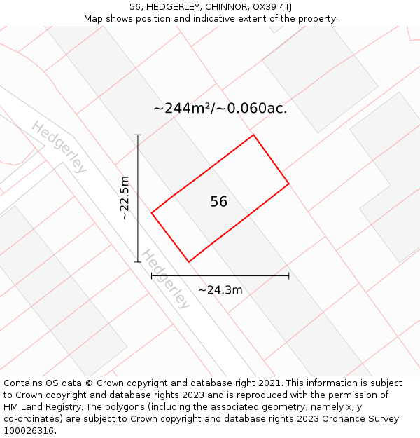 56, HEDGERLEY, CHINNOR, OX39 4TJ: Plot and title map