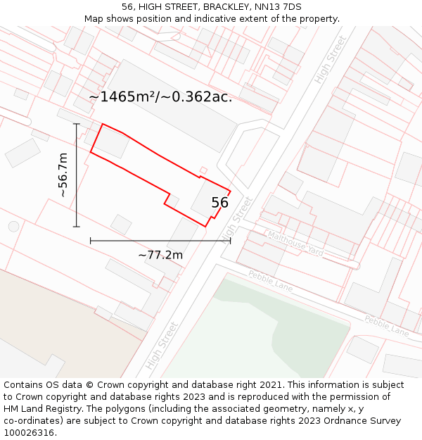 56, HIGH STREET, BRACKLEY, NN13 7DS: Plot and title map