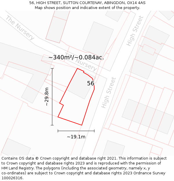 56, HIGH STREET, SUTTON COURTENAY, ABINGDON, OX14 4AS: Plot and title map