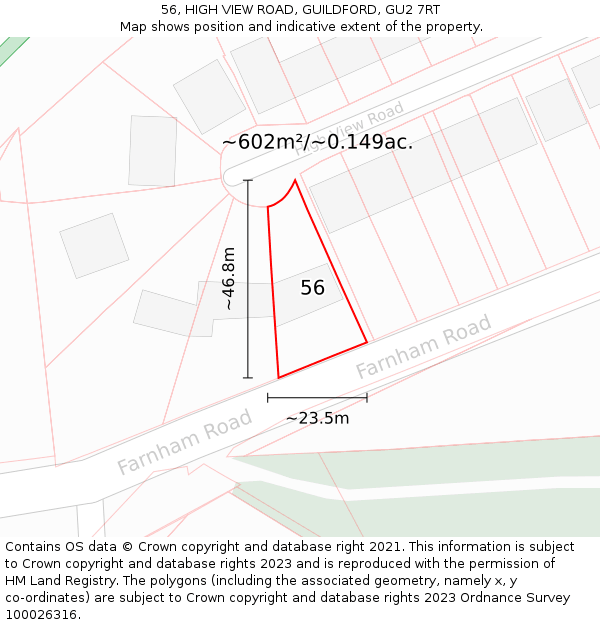 56, HIGH VIEW ROAD, GUILDFORD, GU2 7RT: Plot and title map