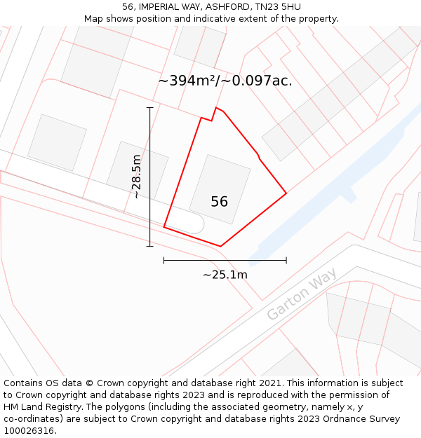 56, IMPERIAL WAY, ASHFORD, TN23 5HU: Plot and title map