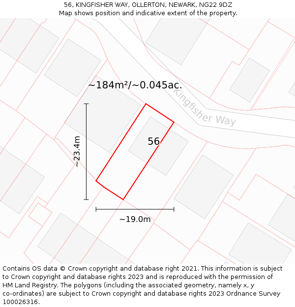 56, KINGFISHER WAY, OLLERTON, NEWARK, NG22 9DZ: Plot and title map