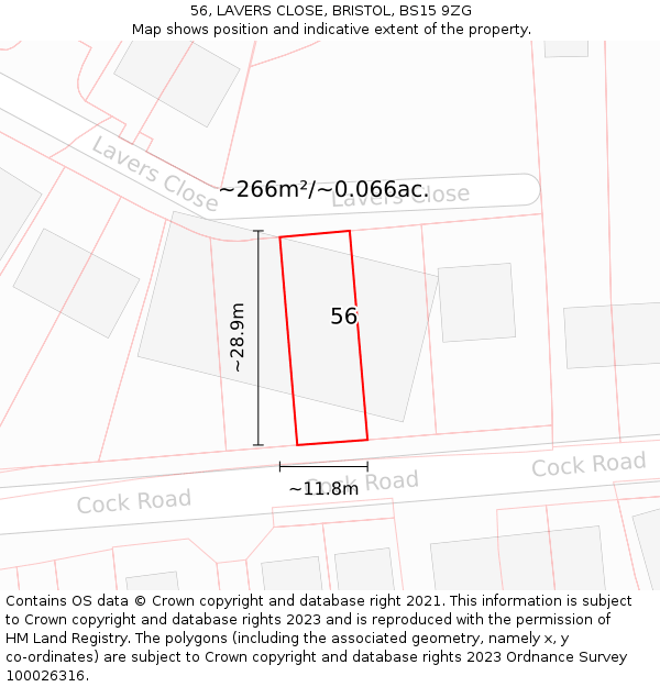 56, LAVERS CLOSE, BRISTOL, BS15 9ZG: Plot and title map