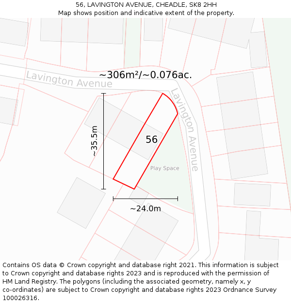 56, LAVINGTON AVENUE, CHEADLE, SK8 2HH: Plot and title map