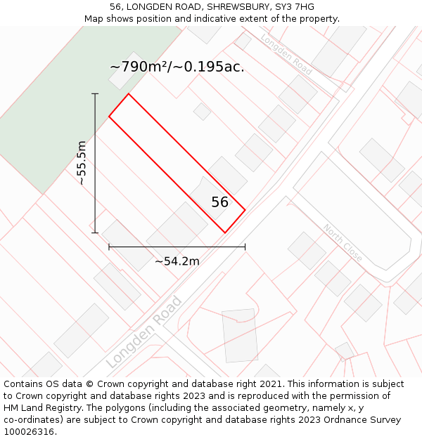 56, LONGDEN ROAD, SHREWSBURY, SY3 7HG: Plot and title map