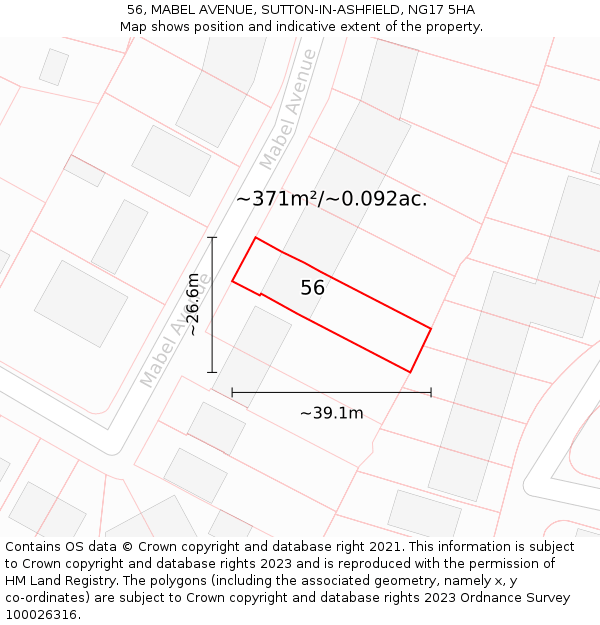 56, MABEL AVENUE, SUTTON-IN-ASHFIELD, NG17 5HA: Plot and title map