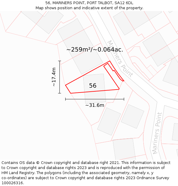 56, MARINERS POINT, PORT TALBOT, SA12 6DL: Plot and title map