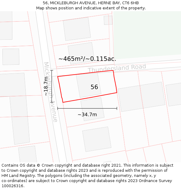 56, MICKLEBURGH AVENUE, HERNE BAY, CT6 6HB: Plot and title map