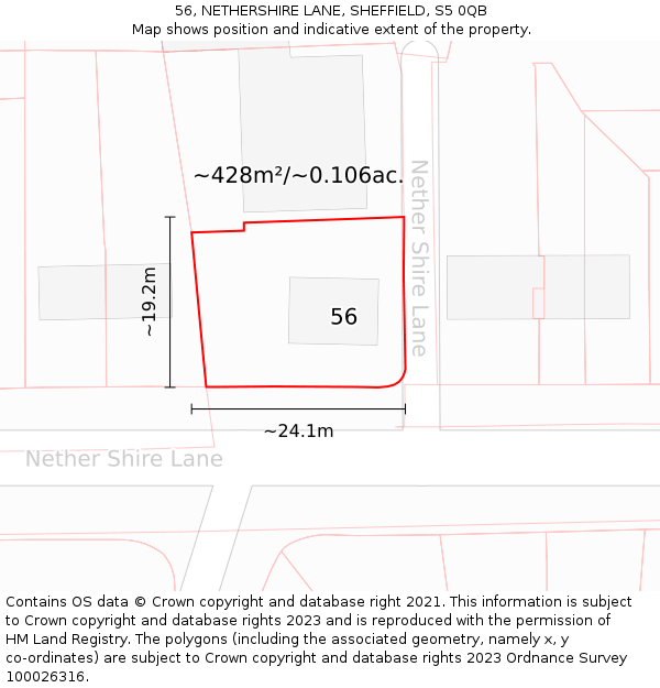 56, NETHERSHIRE LANE, SHEFFIELD, S5 0QB: Plot and title map