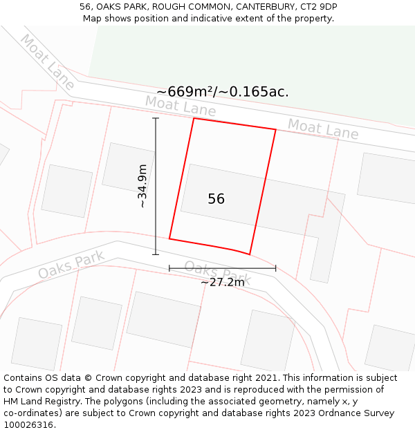 56, OAKS PARK, ROUGH COMMON, CANTERBURY, CT2 9DP: Plot and title map