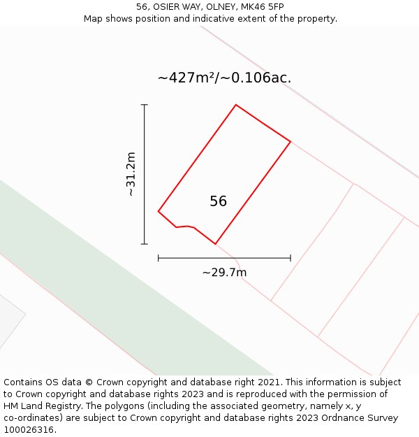 56, OSIER WAY, OLNEY, MK46 5FP: Plot and title map