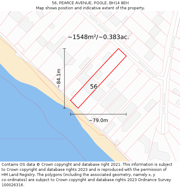 56, PEARCE AVENUE, POOLE, BH14 8EH: Plot and title map