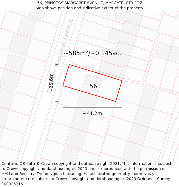 56, PRINCESS MARGARET AVENUE, MARGATE, CT9 3DZ: Plot and title map