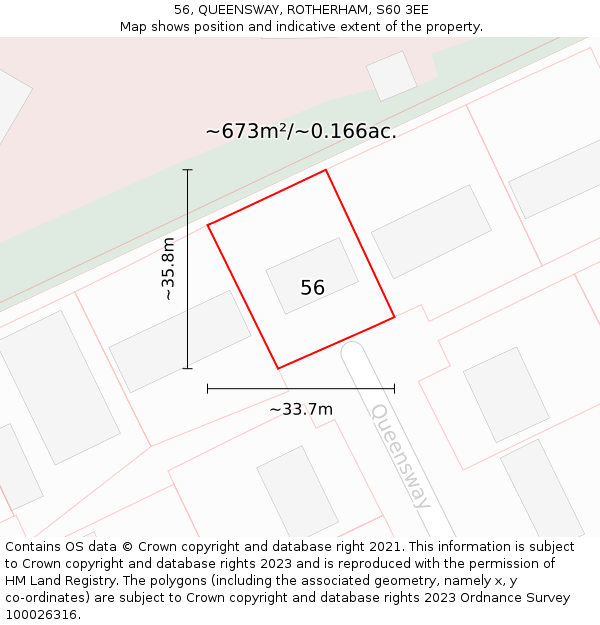 56, QUEENSWAY, ROTHERHAM, S60 3EE: Plot and title map