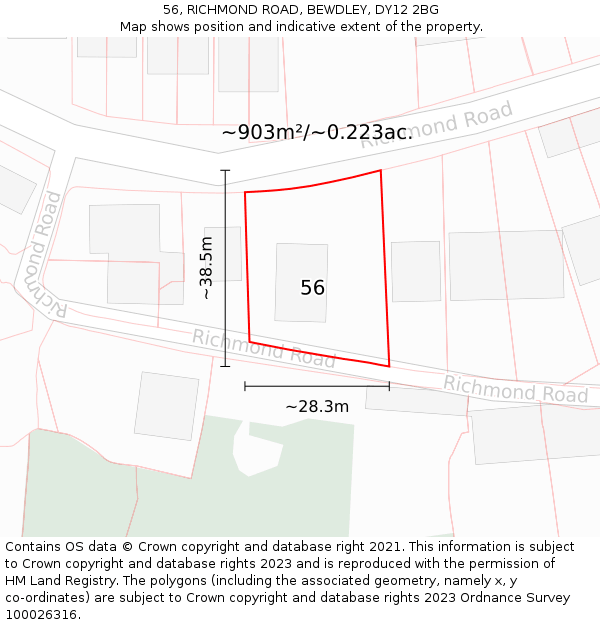 56, RICHMOND ROAD, BEWDLEY, DY12 2BG: Plot and title map