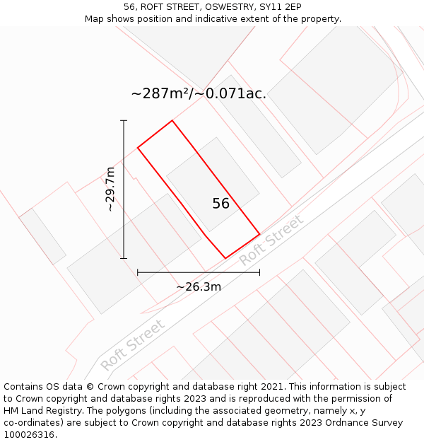 56, ROFT STREET, OSWESTRY, SY11 2EP: Plot and title map