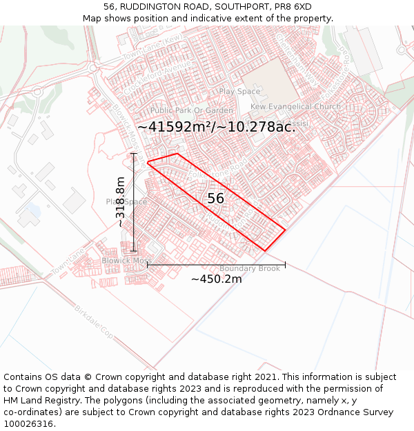 56, RUDDINGTON ROAD, SOUTHPORT, PR8 6XD: Plot and title map