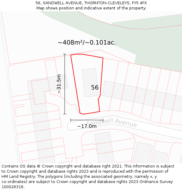 56, SANDWELL AVENUE, THORNTON-CLEVELEYS, FY5 4FX: Plot and title map