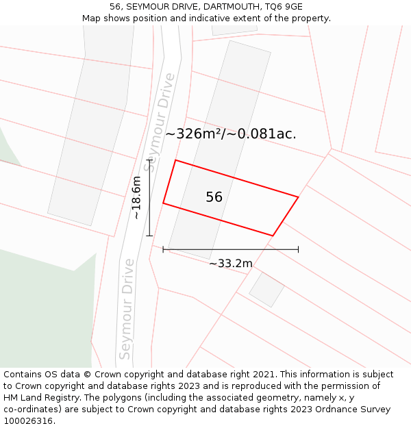 56, SEYMOUR DRIVE, DARTMOUTH, TQ6 9GE: Plot and title map