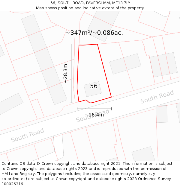56, SOUTH ROAD, FAVERSHAM, ME13 7LY: Plot and title map