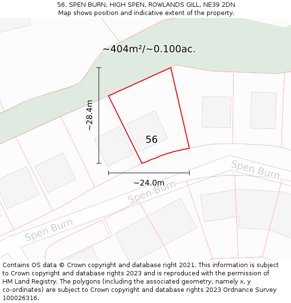 56, SPEN BURN, HIGH SPEN, ROWLANDS GILL, NE39 2DN: Plot and title map