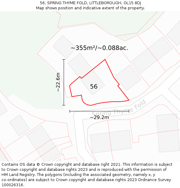 56, SPRING THYME FOLD, LITTLEBOROUGH, OL15 8DJ: Plot and title map