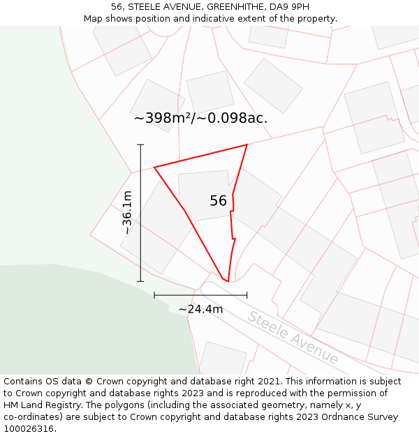 56, STEELE AVENUE, GREENHITHE, DA9 9PH: Plot and title map