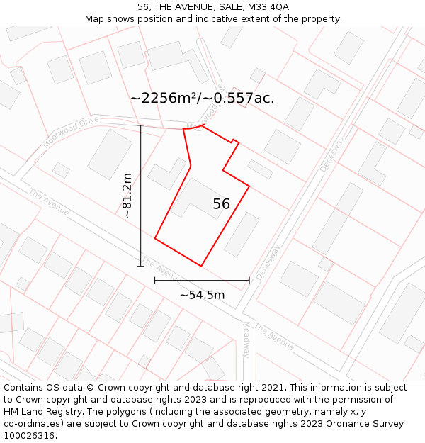 56, THE AVENUE, SALE, M33 4QA: Plot and title map