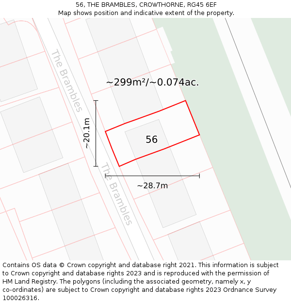 56, THE BRAMBLES, CROWTHORNE, RG45 6EF: Plot and title map