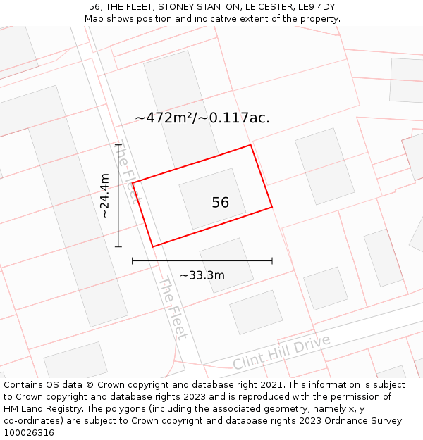 56, THE FLEET, STONEY STANTON, LEICESTER, LE9 4DY: Plot and title map